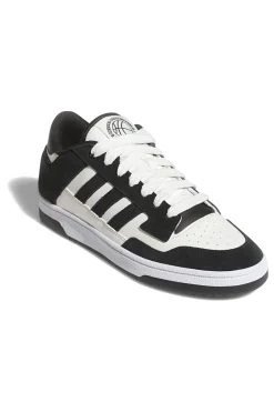 Scarpe da Basket bianche e nere con inserti in pelle Adidas Rapid Court Low