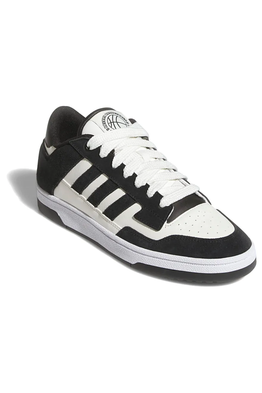Scarpe da Basket bianche e nere con inserti in pelle Adidas Rapid Court Low