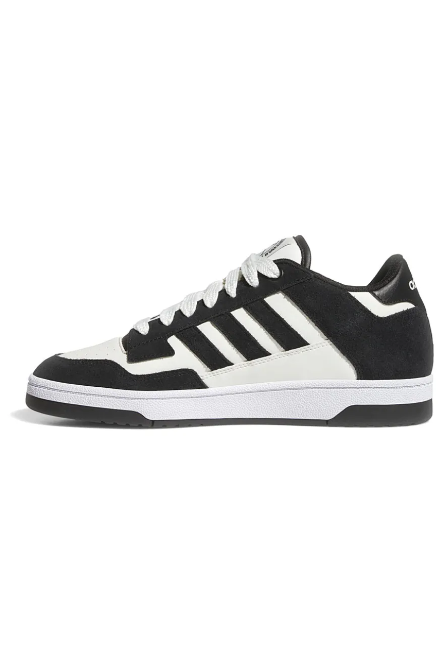 Scarpe da Basket bianche e nere con inserti in pelle Adidas Rapid Court Low