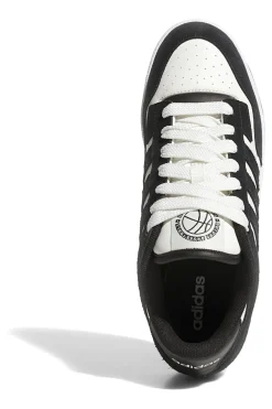 Scarpe da Basket bianche e nere con inserti in pelle Adidas Rapid Court Low