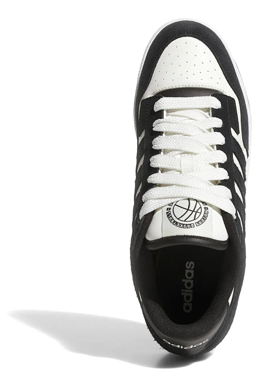 Scarpe da Basket bianche e nere con inserti in pelle Adidas Rapid Court Low
