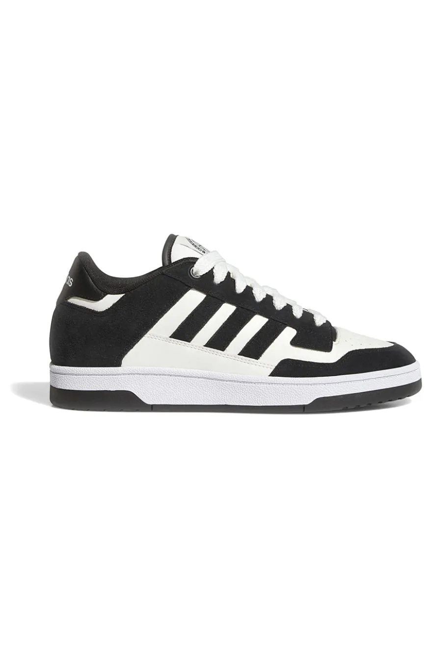 Scarpe da Basket bianche e nere con inserti in pelle Adidas Rapid Court Low