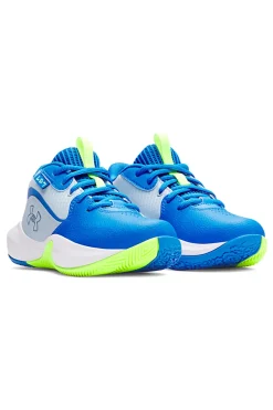 Scarpe da basket blu con dettagli lime Under Armour PS Lockdown 7