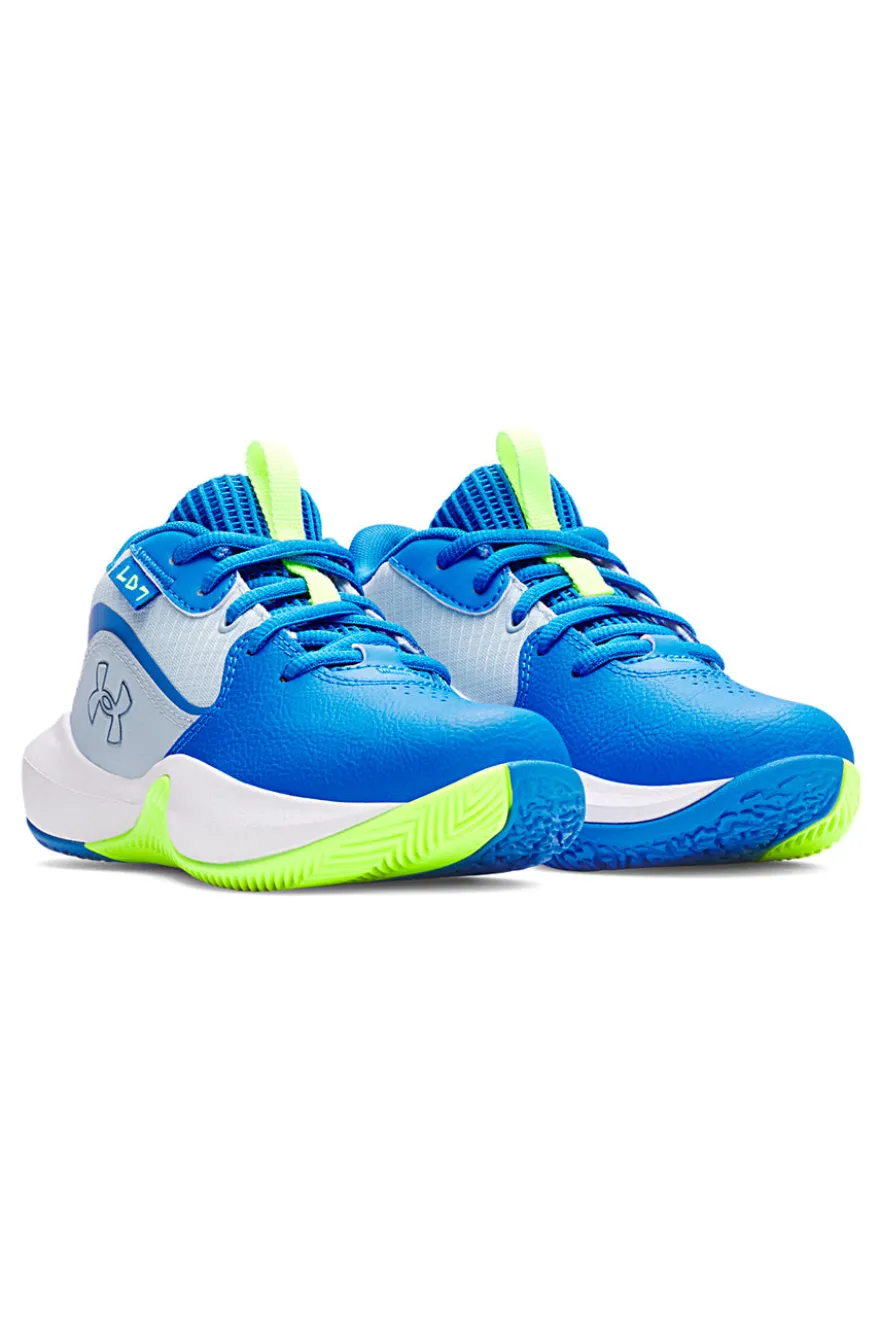 Scarpe da basket blu con dettagli lime Under Armour PS Lockdown 7