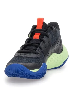 Scarpe da basket nere con dettagli lime e suola blu Under Armour GS Jet '23