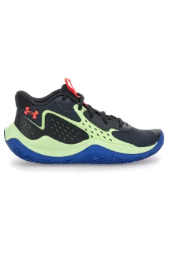 Scarpe da basket nere con dettagli lime e suola blu Under Armour GS Jet '23