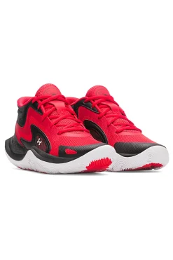 Scarpe da basket rosse e nere con suola bianca Under Armour GS Jet '25