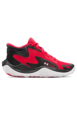 Scarpe da basket rosse e nere con suola bianca Under Armour GS Jet '25