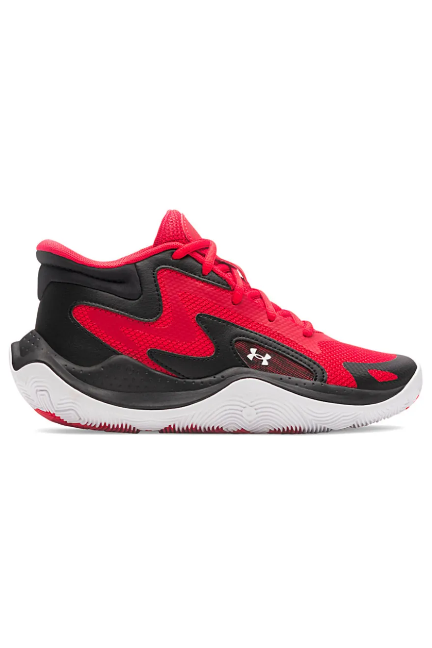Scarpe da basket rosse e nere con suola bianca Under Armour GS Jet '25