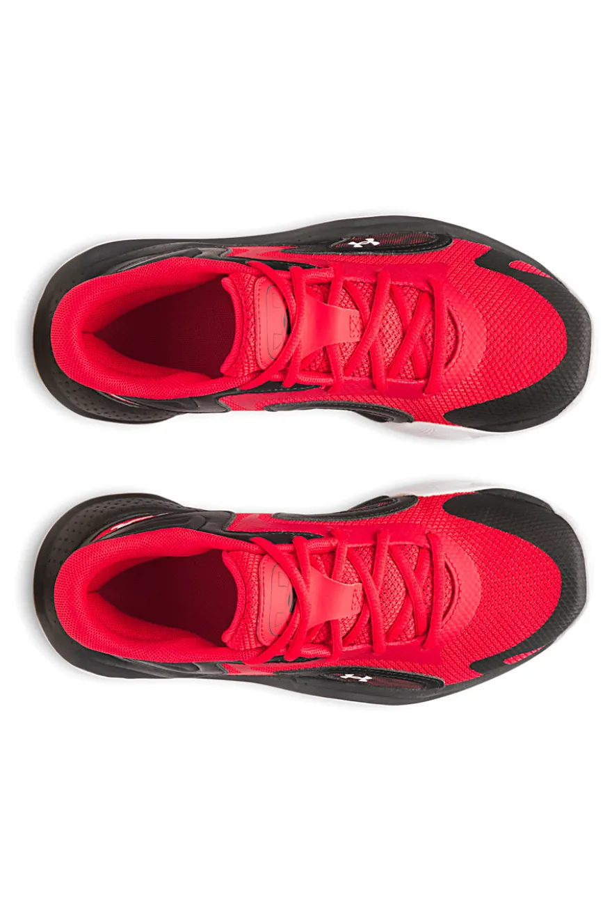 Scarpe da basket rosse e nere con suola bianca Under Armour GS Jet '25
