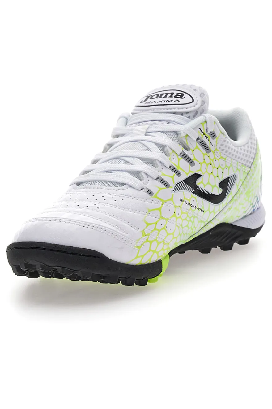 Scarpe da calcetto bianche con dettagli lime Joma Maxima 2532