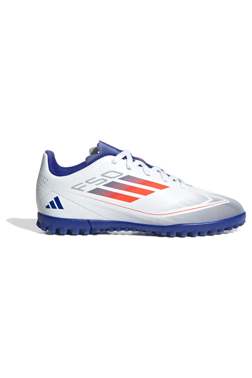 Scarpe da calcetto bianche e blu per terreni sintetici Adidas F50 Club TF J