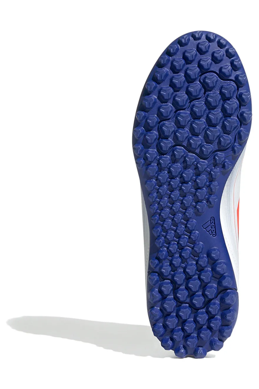 Scarpe da calcetto bianche e blu per terreni sintetici Adidas F50 Club TF J