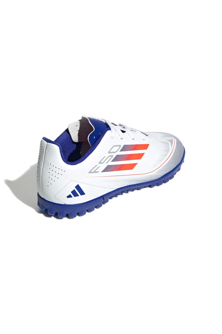Scarpe da calcetto bianche e blu per terreni sintetici Adidas F50 Club TF J