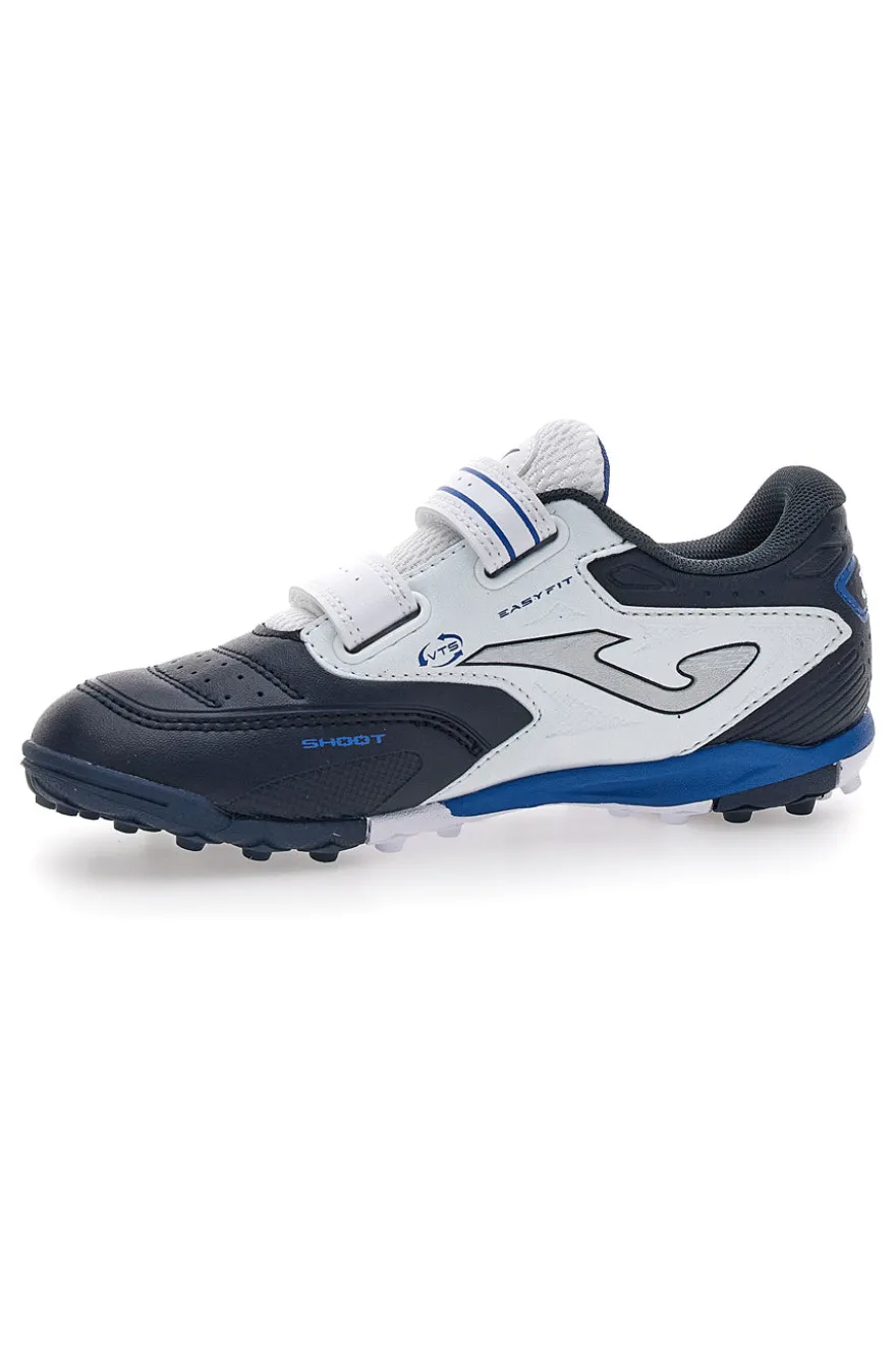 Scarpe da calcetto blu e bianche con doppio strappo Joma Cancha JR 2503