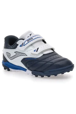 Scarpe da calcetto blu e bianche con doppio strappo Joma Cancha JR 2503