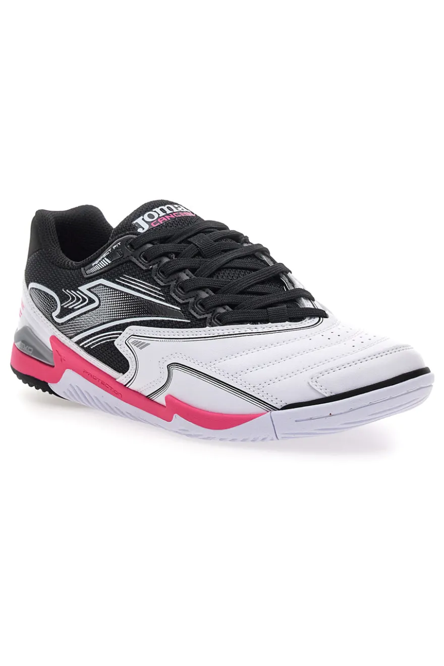 Scarpe da calcetto indoor bianche e nere con dettagli fucsia Joma Cancha 2502 Indoor