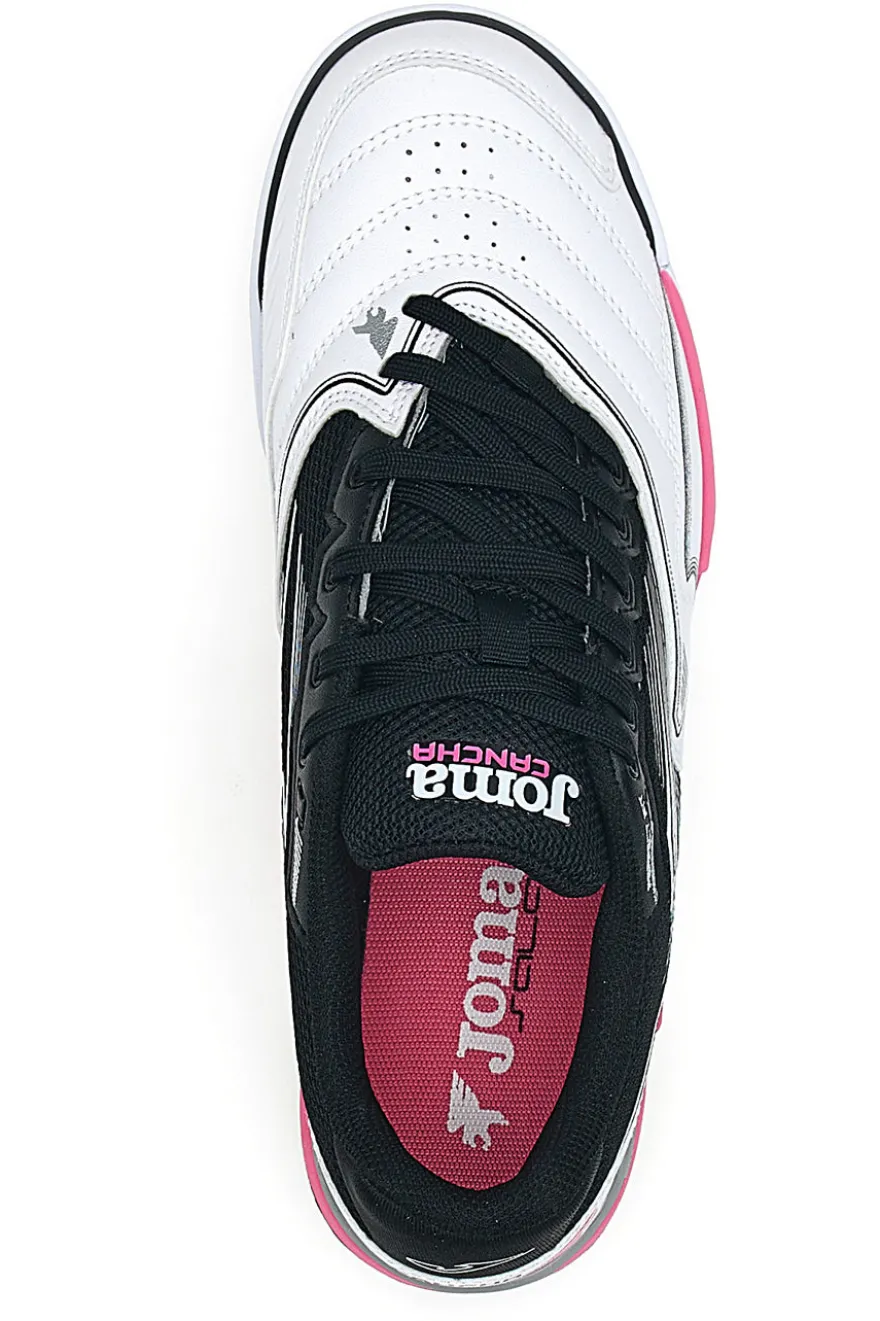 Scarpe da calcetto indoor bianche e nere con dettagli fucsia Joma Cancha 2502 Indoor