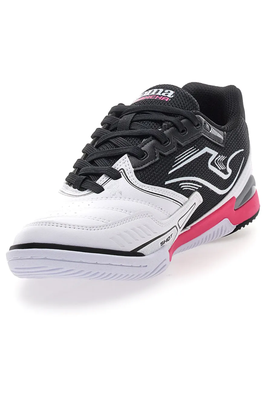 Scarpe da calcetto indoor bianche e nere con dettagli fucsia Joma Cancha 2502 Indoor