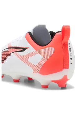Scarpe da Calcio Bianche e Rosse per Terreni Naturali e Sintetici Puma ULTRA 5 PLAY FG/AG Jr