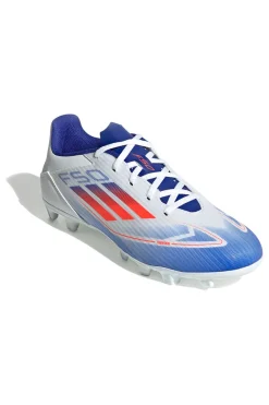 Scarpe da calcio bianche e blu con tacchetti per terreni erbosi Adidas F50 Club FXG