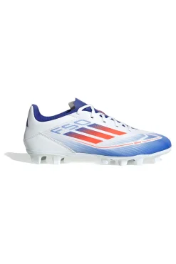 Scarpe da calcio bianche e blu con tacchetti per terreni erbosi Adidas F50 Club FXG