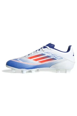 Scarpe da calcio bianche e blu con tacchetti per terreni erbosi Adidas F50 Club FXG