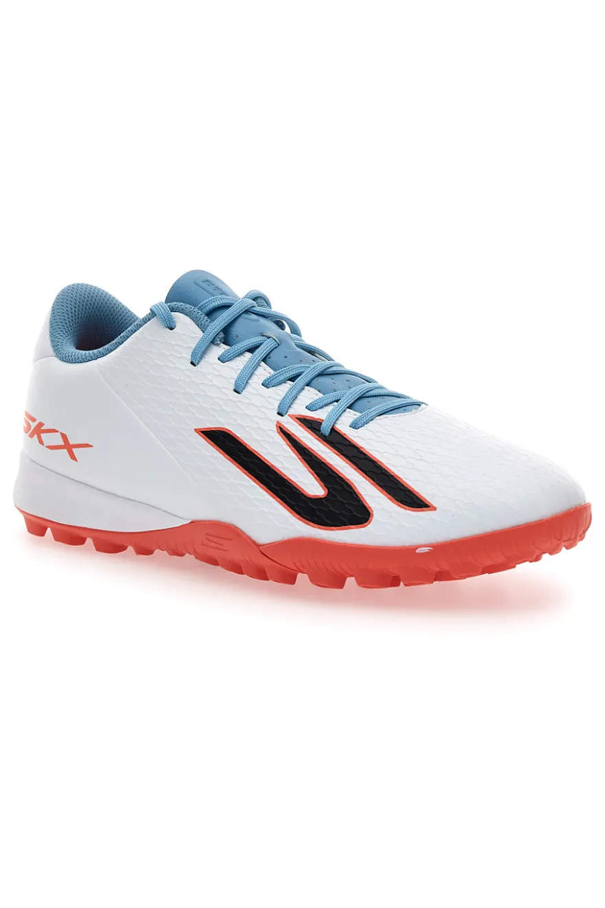 Scarpe da calcio bianche con dettagli azzurri suola turf Skechers Club TF