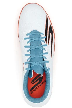 Scarpe da calcio bianche con dettagli azzurri suola turf Skechers Club TF