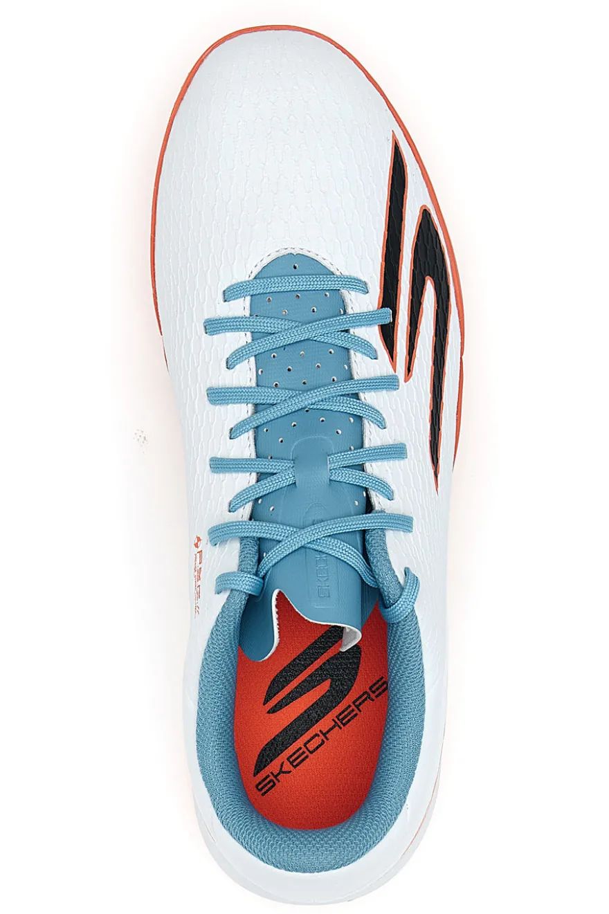 Scarpe da calcio bianche con dettagli azzurri suola turf Skechers Club TF