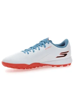Scarpe da calcio bianche con dettagli azzurri suola turf Skechers Club TF