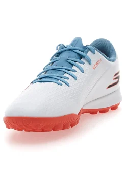 Scarpe da calcio bianche con dettagli azzurri suola turf Skechers Club TF