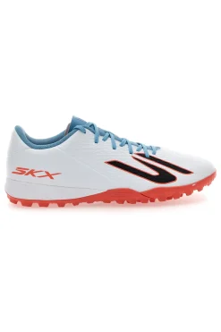 Scarpe da calcio bianche con dettagli azzurri suola turf Skechers Club TF