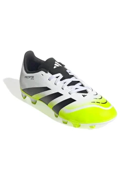 Scarpe da calcio bianche con dettagli giallo fluo Adidas Predator Club FG/MG J