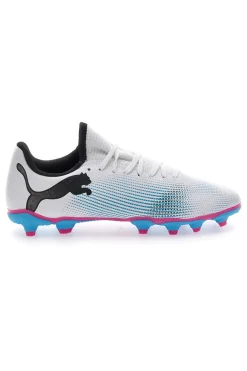 scarpe da Calcio Bianche con Tacchetti Azzurri Puma Future 7 Play FG/AG JR