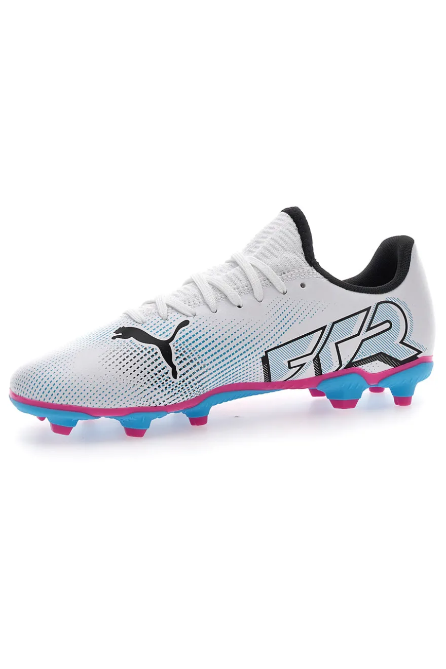scarpe da Calcio Bianche con Tacchetti Azzurri Puma Future 7 Play FG/AG JR