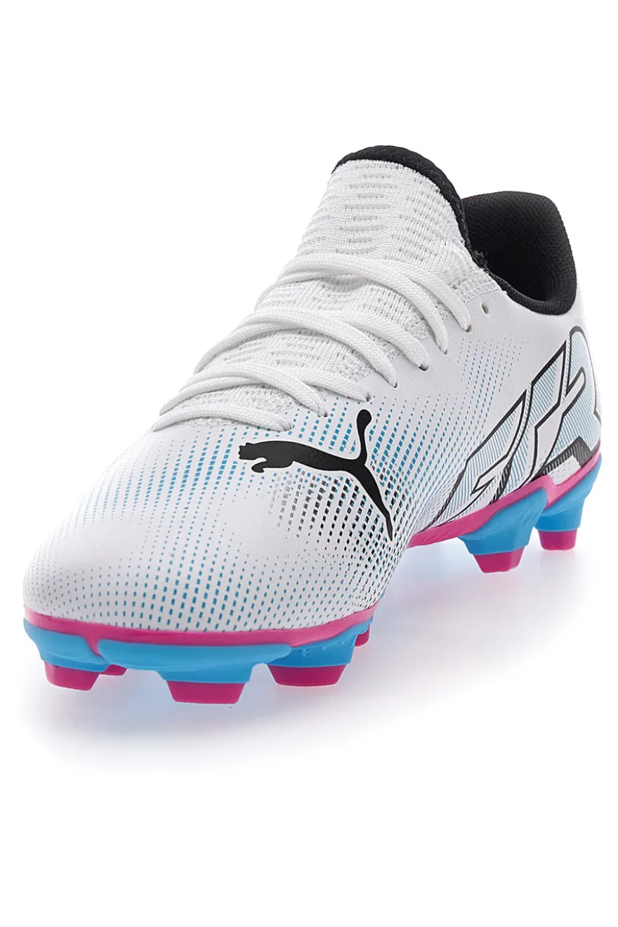 scarpe da Calcio Bianche con Tacchetti Azzurri Puma Future 7 Play FG/AG JR