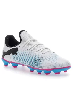 scarpe da Calcio Bianche con Tacchetti Azzurri Puma Future 7 Play FG/AG JR