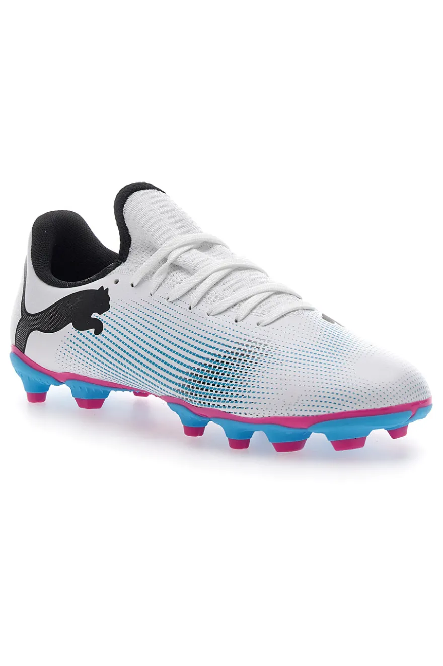 scarpe da Calcio Bianche con Tacchetti Azzurri Puma Future 7 Play FG/AG JR