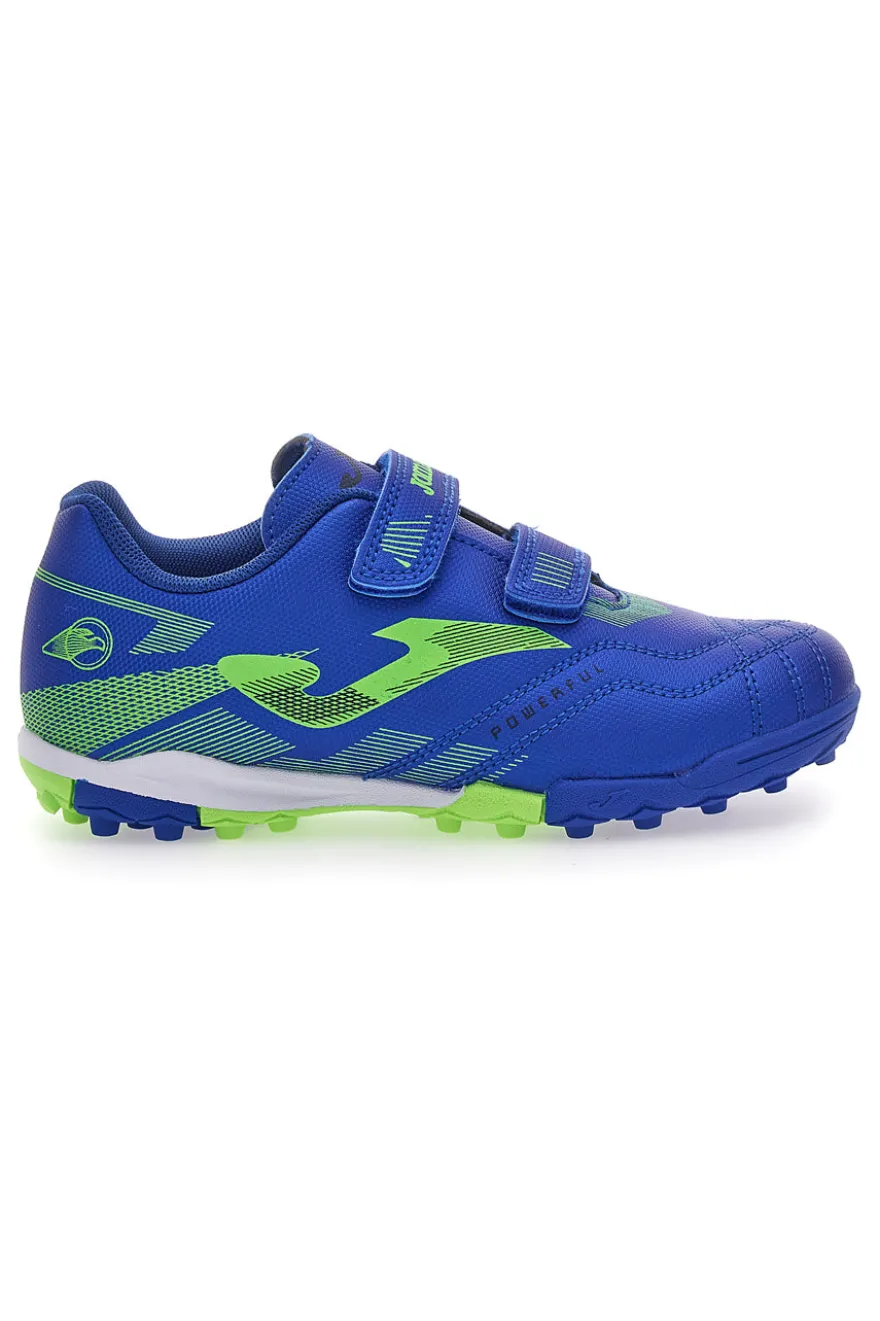 Scarpe da Calcio Blu Con Strappi in Velcro Joma Powerfull Jr 2504 Turf
