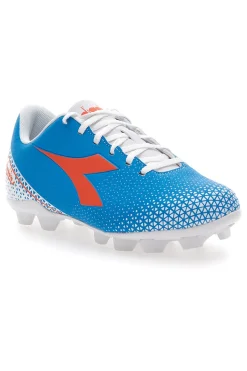 Scarpe da Calcio con Tacchetti Fissi Azzurre con Logo Arancione Diadora Pichichi 6 Md Jr