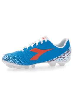 Scarpe da Calcio con Tacchetti Fissi Azzurre con Logo Arancione Diadora Pichichi 6 Md Jr