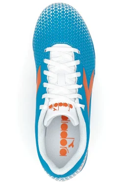 Scarpe da Calcio con Tacchetti Fissi Azzurre con Logo Arancione Diadora Pichichi 6 Md Jr