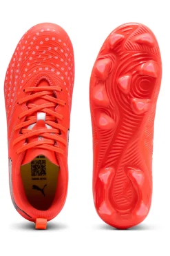 Scarpe da calcio corallo fluo con dettagli tecnici Puma Future 9 Play Jr