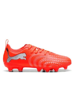 Scarpe da calcio corallo fluo con dettagli tecnici Puma Future 9 Play Jr