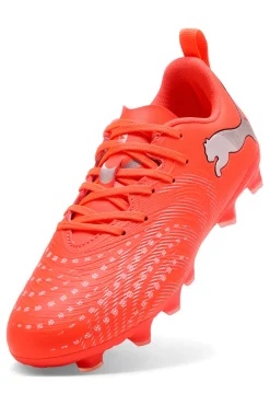 Scarpe da calcio corallo fluo con dettagli tecnici Puma Future 9 Play Jr