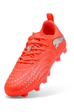 Scarpe da calcio corallo fluo con dettagli tecnici Puma Future 9 Play Jr