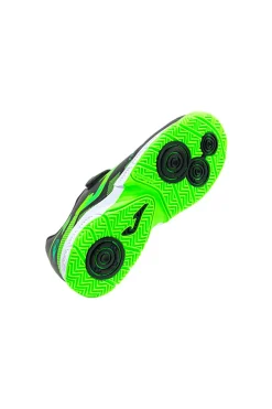 Scarpe da calcio indoor nere e verde fluo con strappo Joma POJS2601INV