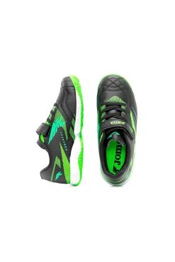 Scarpe da calcio indoor nere e verde fluo con strappo Joma POJS2601INV