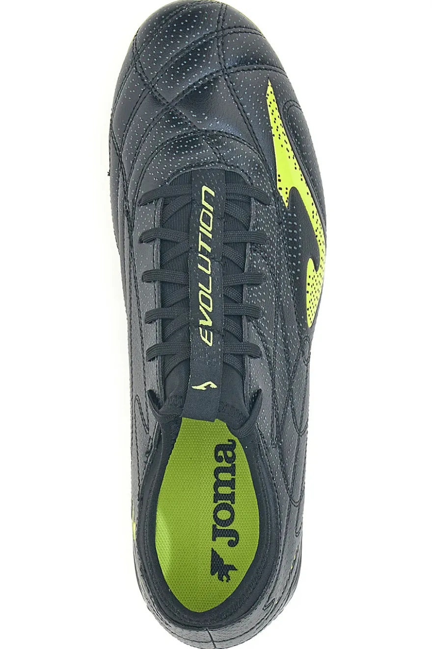 Scarpe da calcio nere con tacchetti FG e dettagli lime Joma Evolution 2531 Firm Ground